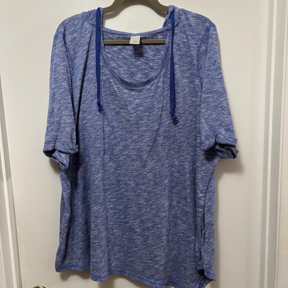 Lane Bryant Size 26/28 Livi Active Pullover Heather Blue Hoodie Lightweight